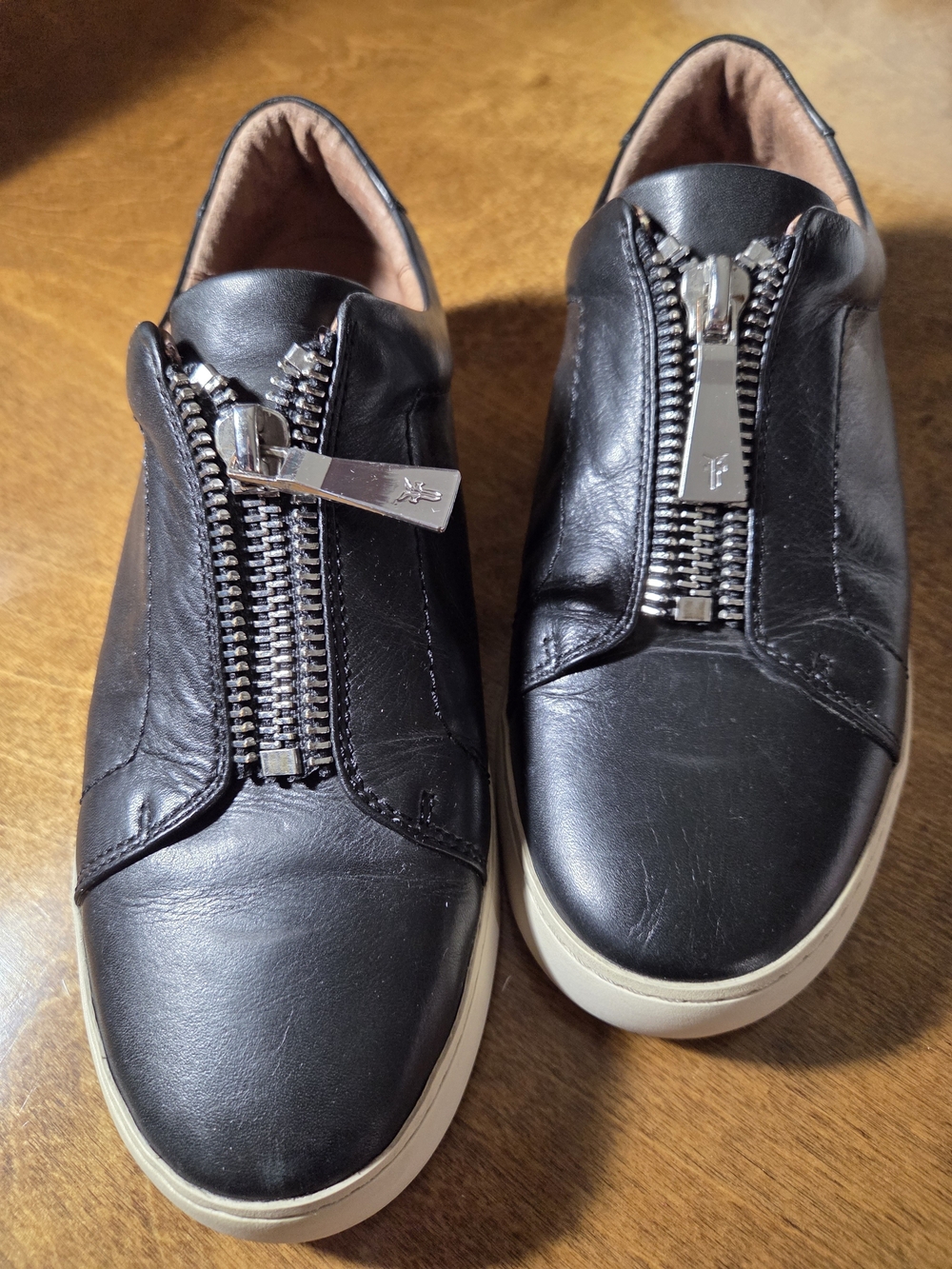Frye Black Leather Zip-Front Women's Sneakers
